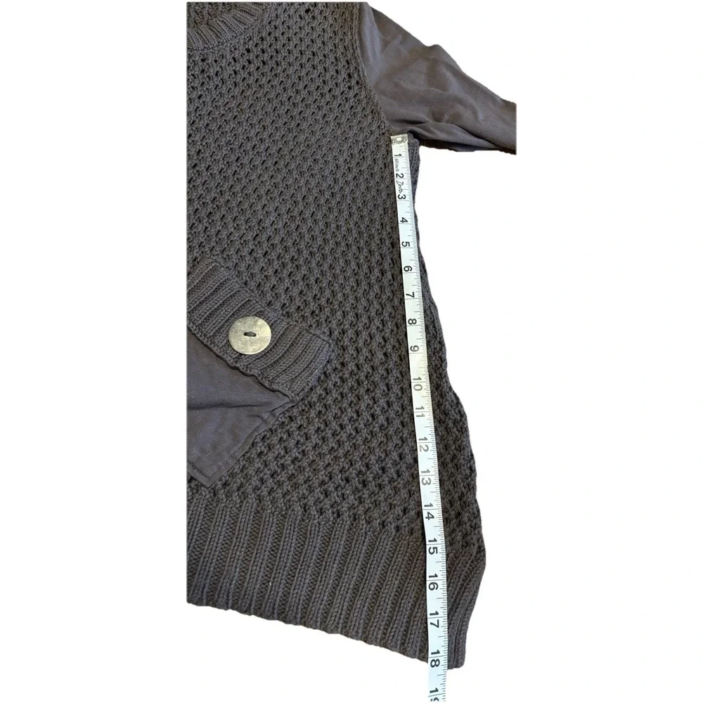 Pure Handknit Women's Oversized Grey Mixed Media Chunky Knit Pocket Sweater XS - Picture 12 of 13